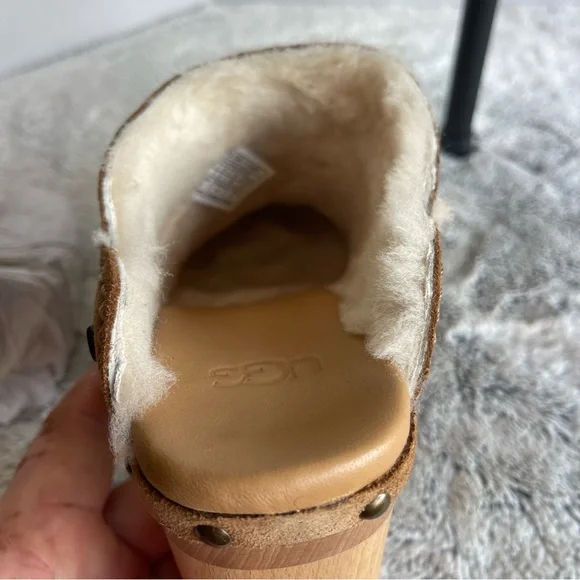 UGG AUBRIANA CHESTNUT SUEDE CLOG HEEL SHOE Women Size 8.0 - Picture 7 of 11